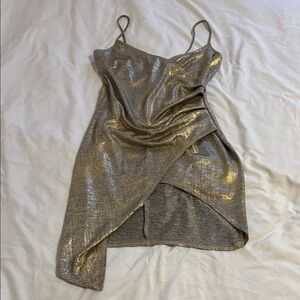 Fashion Nova Asymmetrical Gold Dress
